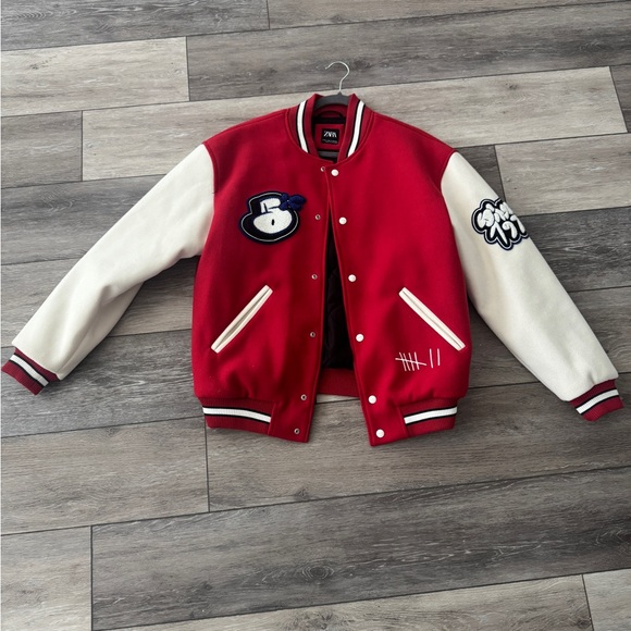 Zara Mens Bold Red and Cream Jacket - Picture 1 of 2